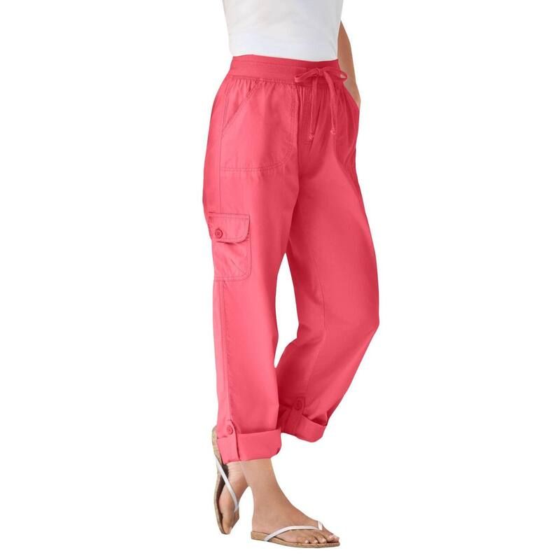 ウーマン ウィズイン レディース ボトムス カジュアルパンツ カーゴパンツ プラスサイズ プチ キャップ Woman Within Plusize Petite Convertiblength Cargo PantCapri Sweet Coral コーラル