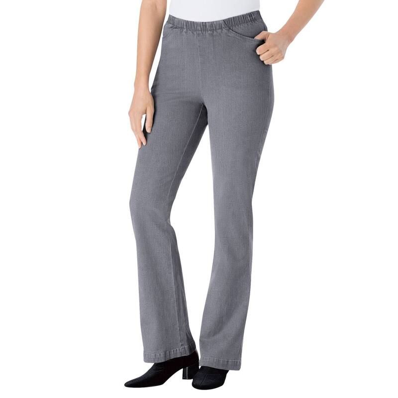 ウーマン ウィズイン レディース ボトムス デニムパンツ ブーツカット プラスサイズ ブーツ ジーンズ Woman Within Plusize Fineline Stretch Denim PullOn Bootcut Jeans Grey Denim グレ
