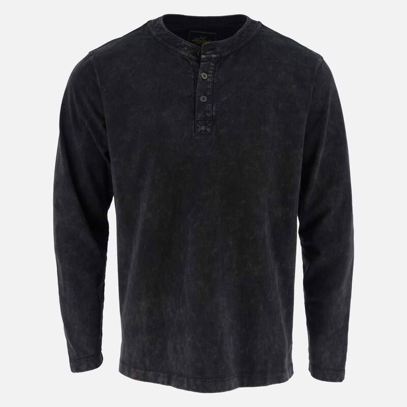 ソログッド メンズ トップス Tシャツ ヴィンテージ Thorogood Mens Heavyweight Vintage Wash Long Sleeve Henley Black ブラック