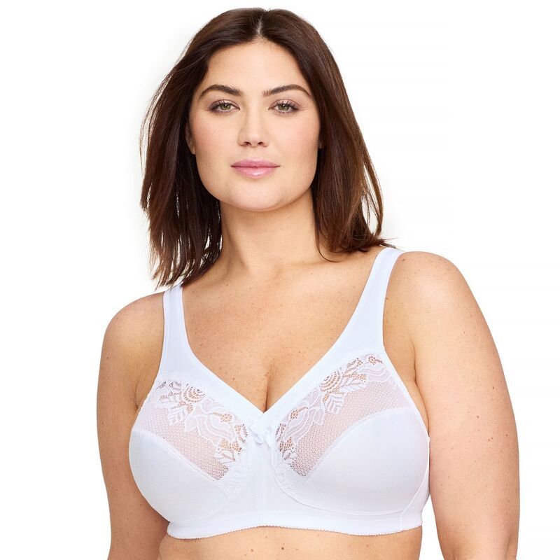 グラマライズ レディース アンダーウェア ブラジャー ミニ Glamorise FullFigure MagicLift Wirefree Minimizer Support Bra 1003 White ホワイト