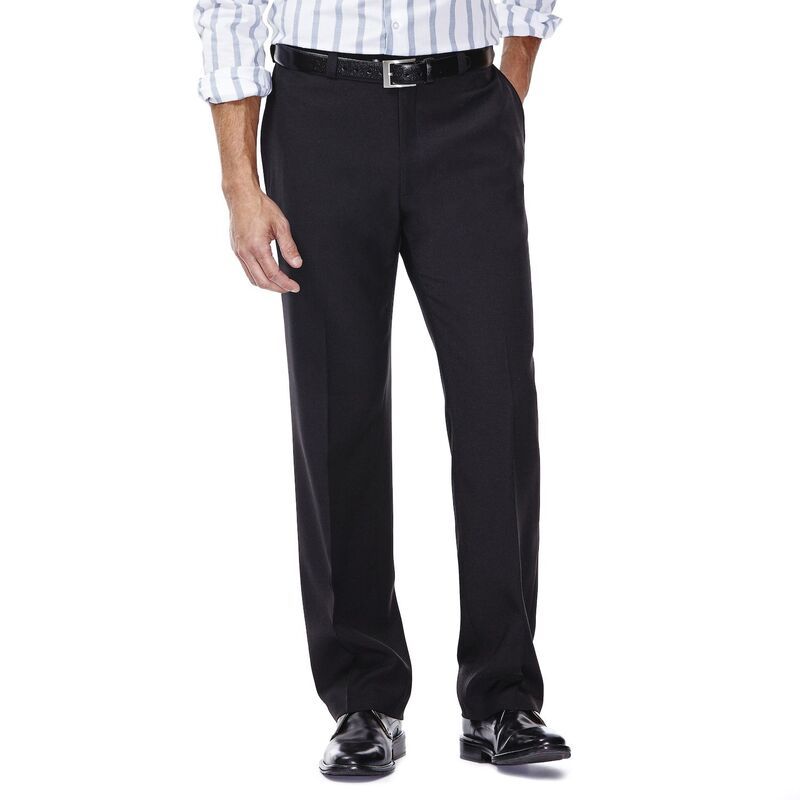 ハガー メンズ ボトムス カジュアルパンツ Mens Haggar eCLo Stria ClassicFit FlatFront Dress Pants Black ブラック