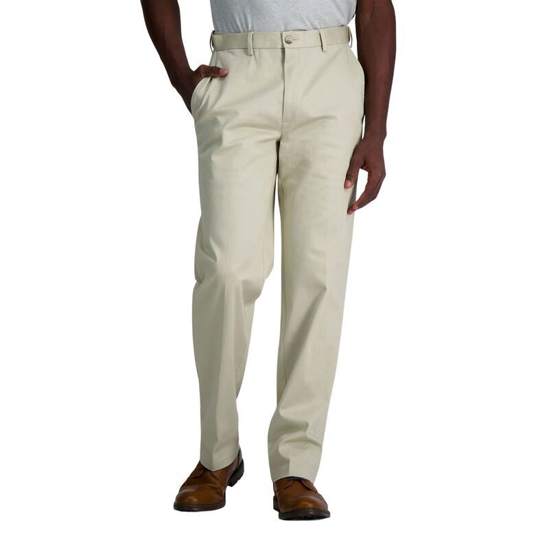 ハガー メンズ ボトムス カジュアルパンツ Mens Haggar Wrinkle Free Performance Khaki Classic Fit Flat Front Pant Sand サンド