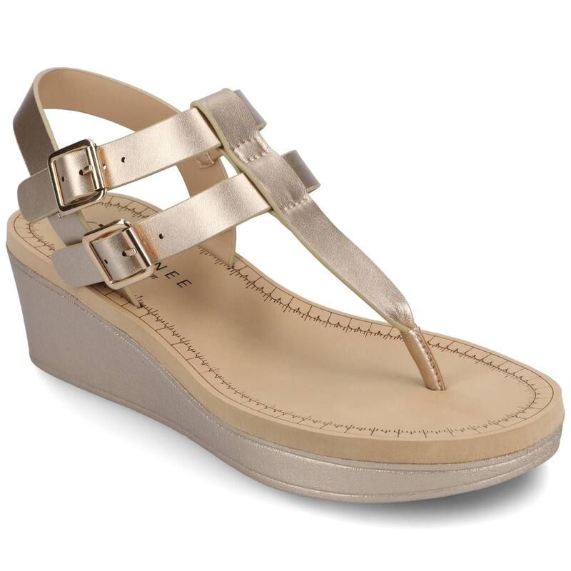 ジャーニー レディース シューズ サンダル Journee Bianca Womens Wedge Sandals Champagne シャンパン