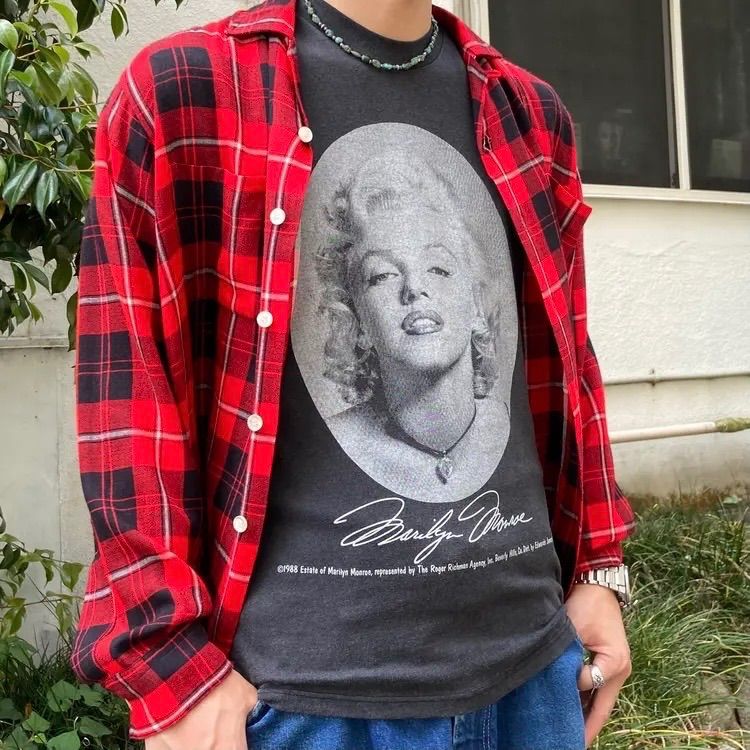 〜90s マリリンモンロー USA製 Stedmanボディ プリントTシャツ サイズM