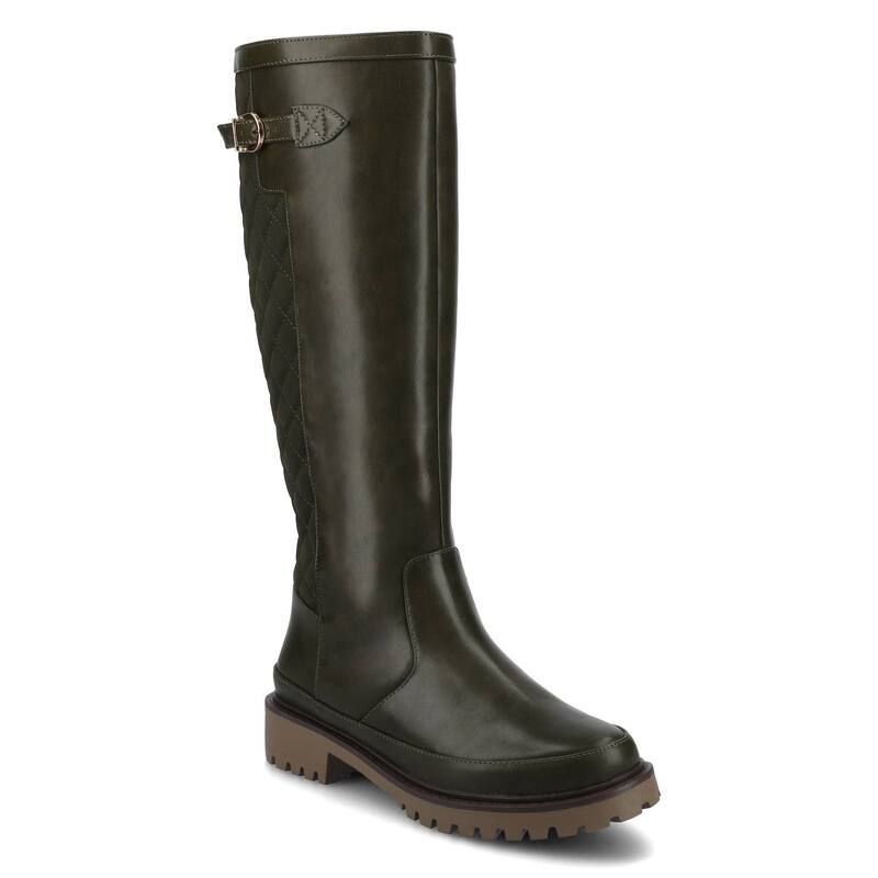 ジャーニー レディース シューズ ブーツ・レインブーツ キルティング Journee Zemmie Womens Quilted Round Toe KneeHigh Boots In Regular Wide Calf Olive オリーブ
