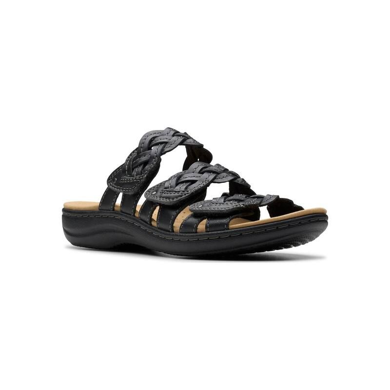 クラークス レディース シューズ サンダル レザー Clarks Womens Laurieann Rio Leather Slide Sandals Black Leather ブラック