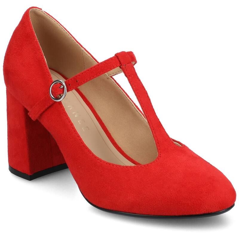 ジャーニー レディース シューズ パンプス ヒール Journee Talani Womenstacked Heel Almond Toe Comfort Dress Pumps Red レッド