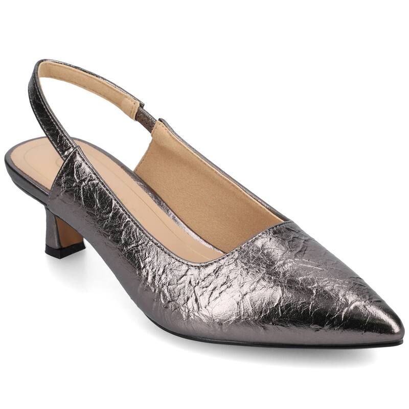 ジャーニー レディース シューズ パンプス ヒール Journee Paulina Womenslingback Heels Pewter ピューター