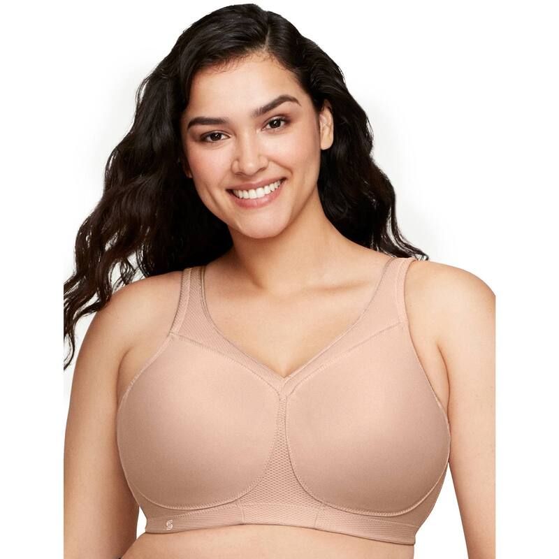 グラマライズ レディース アンダーウェア ブラジャー プラスサイズ Plusize Glamorise FullFigure MagicLift Seamless Wirefree Sports Bra 1006 Cafe