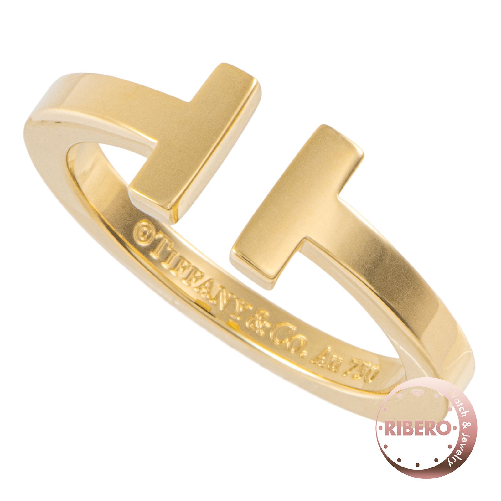 TIFFANY&Co. ティファニー ティファニーT スクエア リング 指輪 19号 K18YG ゴールド【中古】