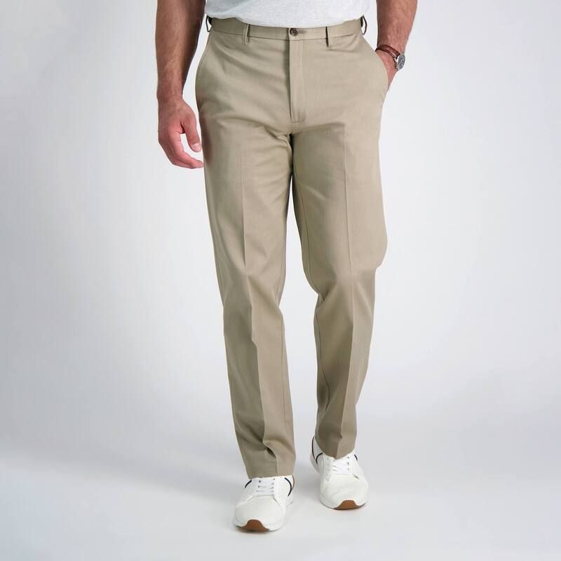 ハガー メンズ ボトムス カジュアルパンツ Mens Haggar Iron Free Premium Khaki ClassicFit Flat Front Hidden Comfort Waistband Casual Pant Medium Khaki