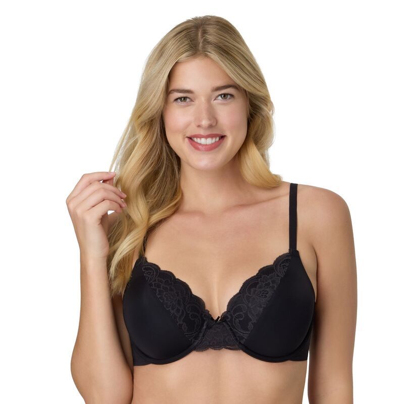 メイデンフォーム レディース アンダーウェア ブラジャー レーストリム レース Maidenform Comfort Devotion Full Coverage Lace Trim Bra 9404 Black Bloom Lace ブラック