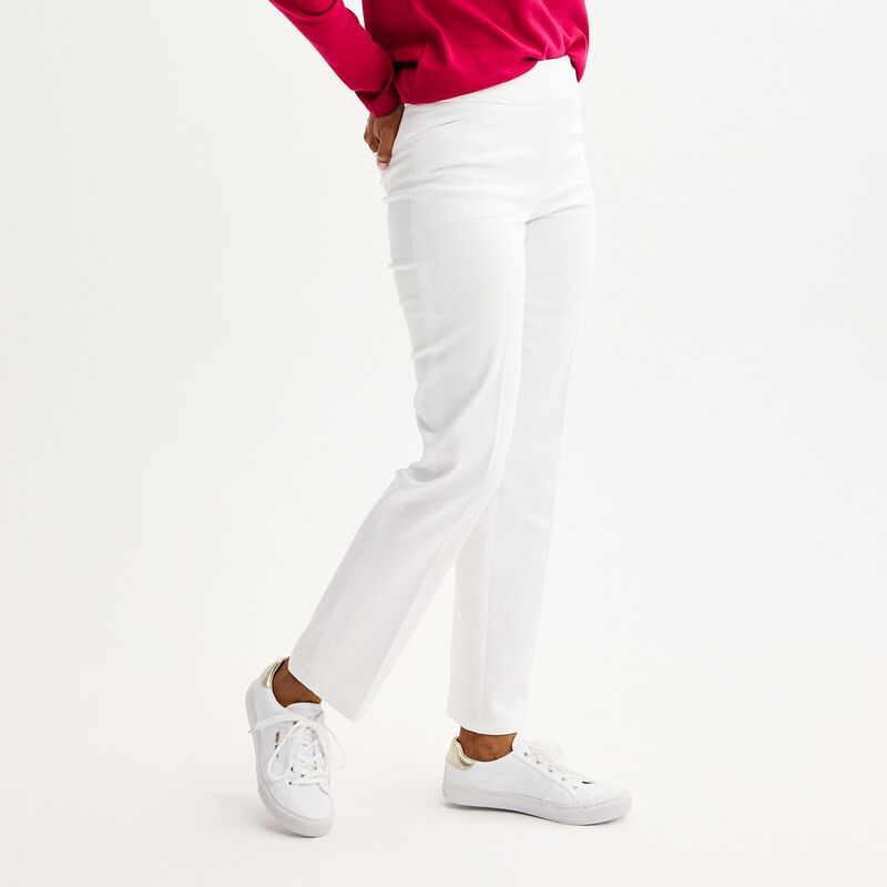 クロフト＆バロー レディース ボトムス カジュアルパンツ Womens Croft Barrow Effortlesstretch PullOn StraightLeg Pants White ホワイト
