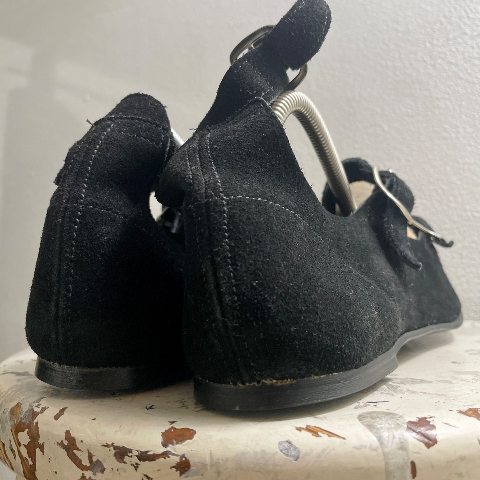 イングランド製 90s レザーシューズ ポインテッドトゥ ベルト ボンテージ ゴシック Europe made in ENGLAND イングランド製 本革 H496
