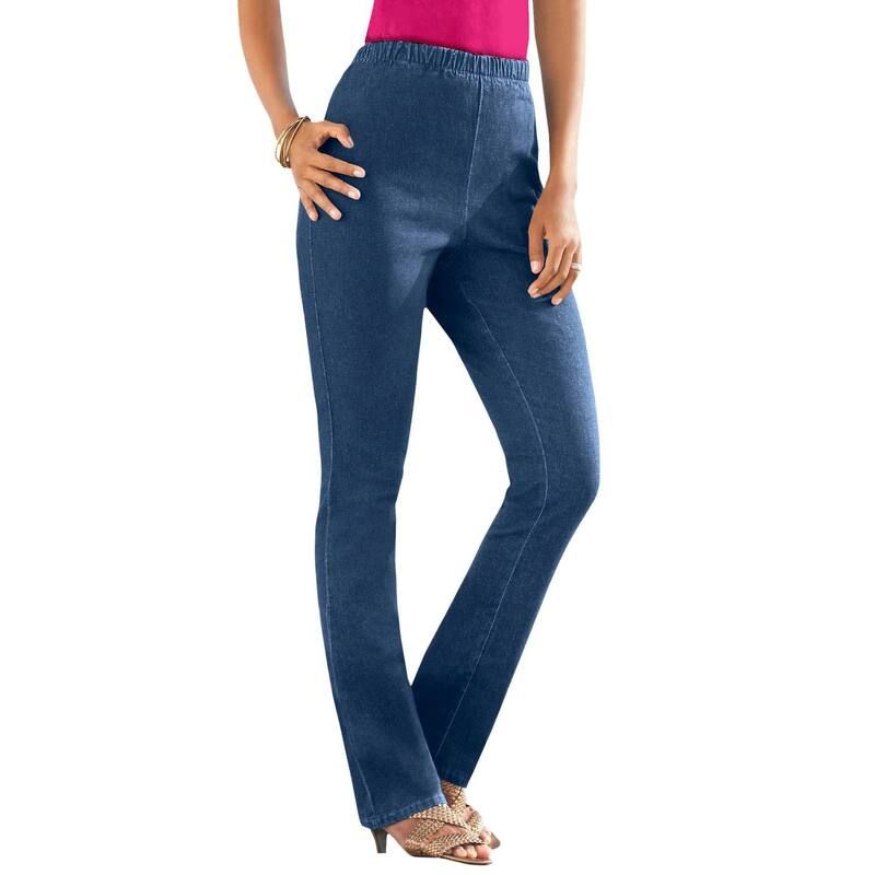 ロアマンズ レディース ボトムス デニムパンツ プラスサイズ プチ Roamans Womens Plusize Petite StraightLeg Comfort Stretch Jean Medium Stonewash