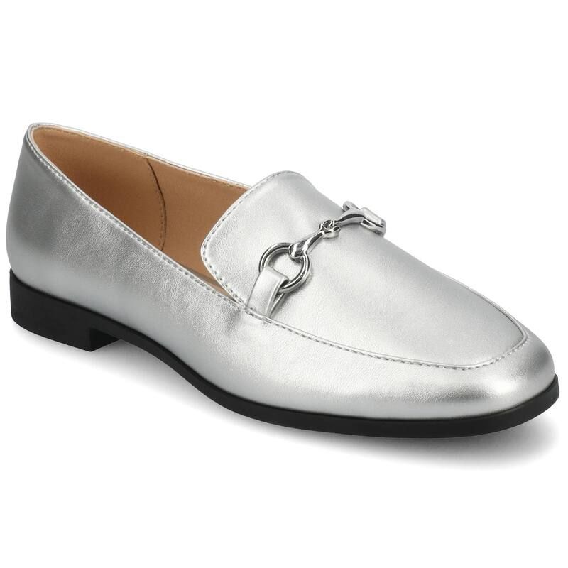 ジャーニー レディース シューズ スリッポン・ローファー Journee Lacie Womenslip On Square Toe Loafersilver シルバー