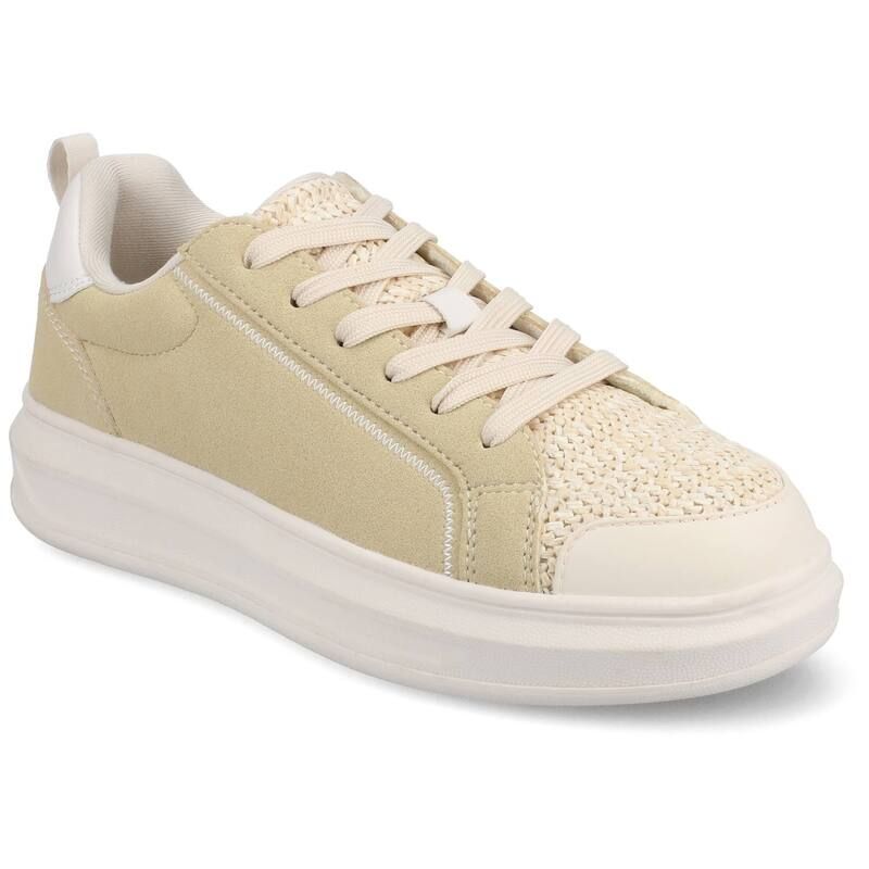 ジャーニー レディース シューズ スニーカー レース Journee Meeya Womens CasualaceUp Sneakers Natural
