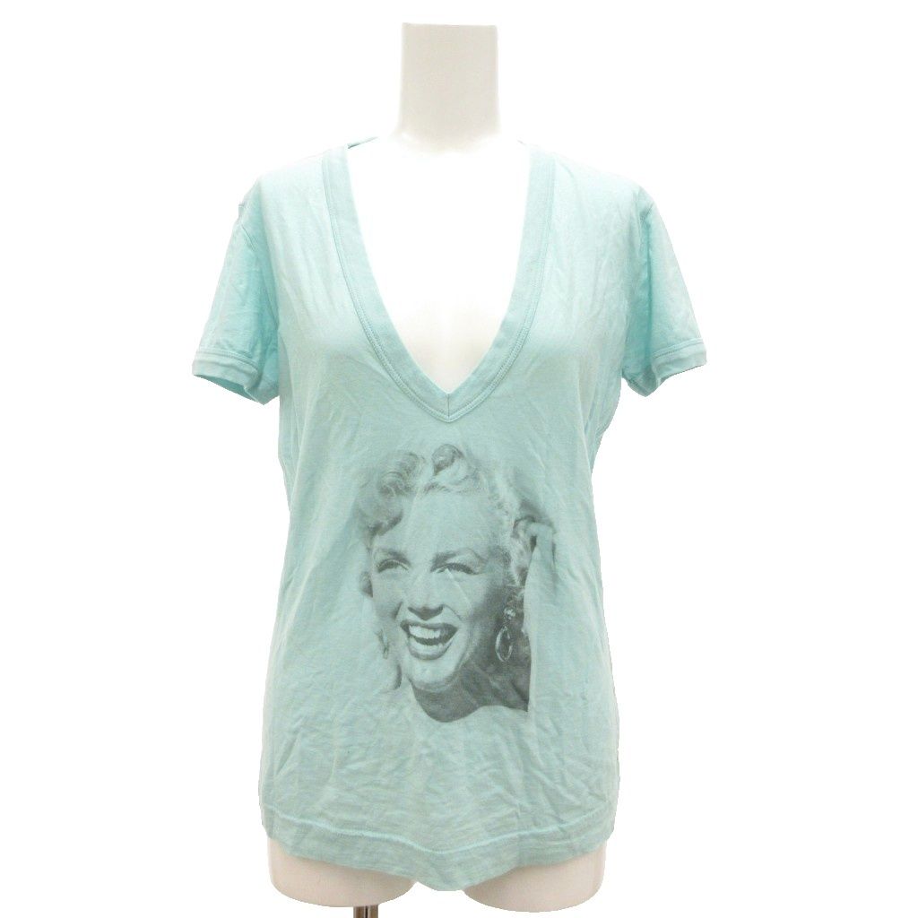 ドルチェ&ガッバーナ ドルガバ DOLCE&GABBANA Tシャツ カットソー 40 水色 ライトブルー Vネック マリリン・モンロー プリント 半袖 /SD ■GY50
