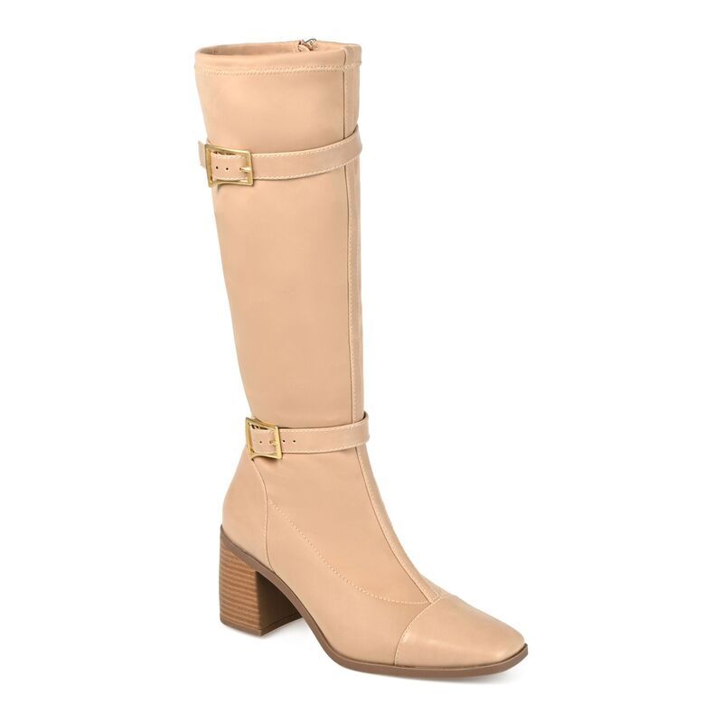 ジュルネ コレクション レディース シューズ ブーツ・レインブーツ Journee Collection Gaibree Womens Buckle KneeHigh Boots Beige ベージュ