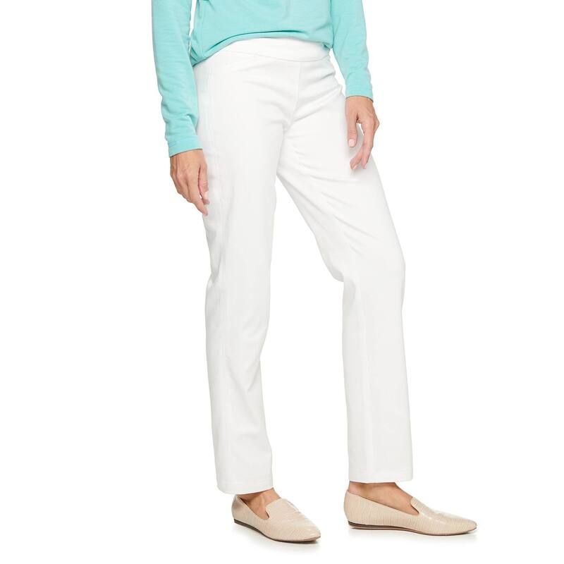 クロフト＆バロー レディース ボトムス カジュアルパンツ プチ Petite Womens Croft Barrow 4Pocket Effortlesstretch PullOn StraightLeg Pants White ホワイト