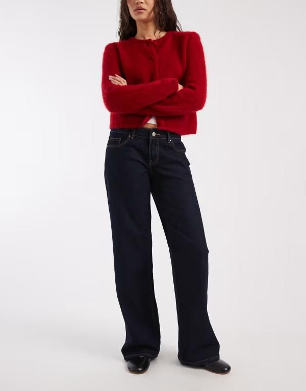オンリー レディース ボトムス デニムパンツ ワイドレッグ ジーンズ ONLY Juicy high waisted wide leg jeans in rinsedark RINSEDARK BLUE ブルー