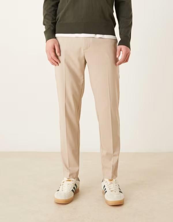 エイソス メンズ ボトムス カジュアルパンツ ASOS DESIGN smartapered pants in stone ストーン