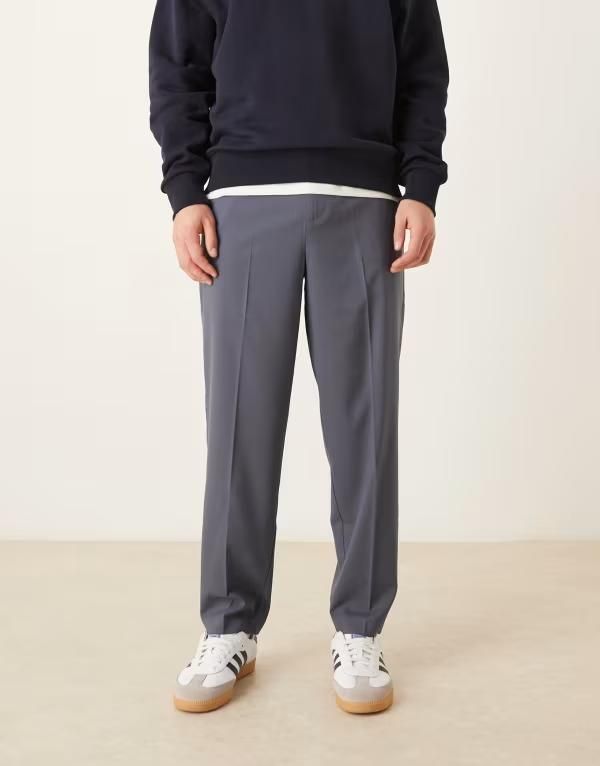 エイソス メンズ ボトムス カジュアルパンツ ASOS DESIGN smart relaxed tapered leg pants NAVY ネイビー