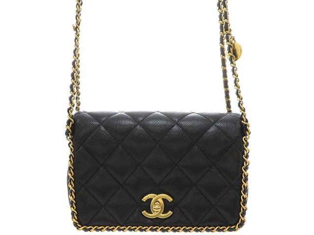 CHANEL シャネル マトラッセ20 フルフラップチェーンショルダー AS3467 ショルダーバッグ キャビアスキン ブラック/GP 2148104119513【中古】207