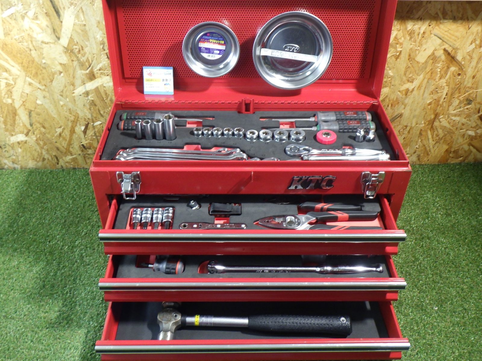 KTC SKX0213 ツールチェスト 3段3引出し 工具箱 カバー付きセット (レッド) 錆あり 上蓋はめる際固い 中古品