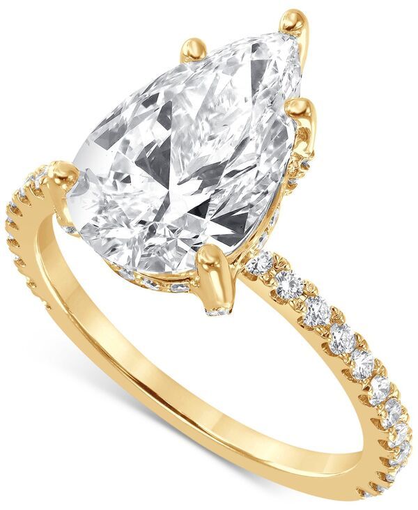 バッジェリーミシュカ レディース アクセサリー リング Badgley Mischka Certified Lab Grown Diamond Pear Halo Engagement Ring 338 ctw in 14k Yellow Gold イエロー