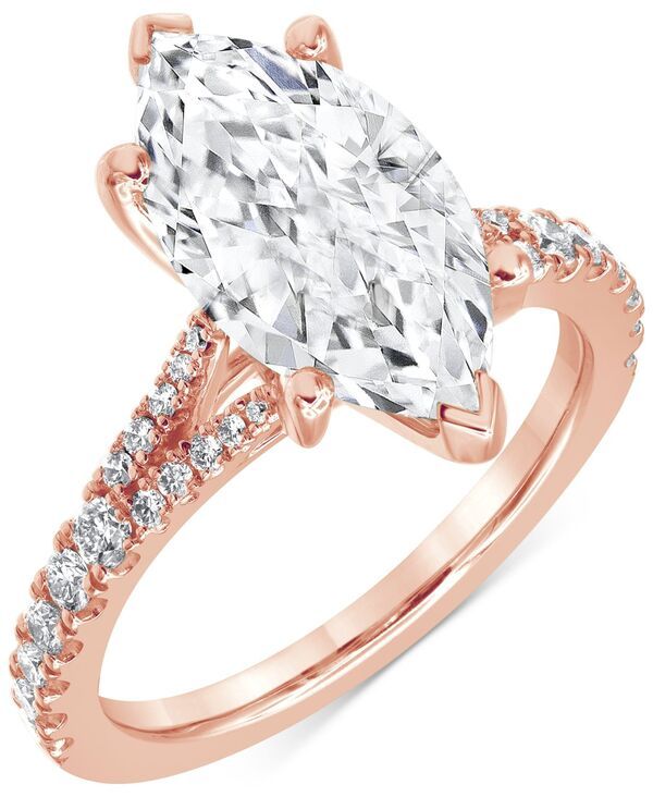 バッジェリーミシュカ レディース アクセサリー リング Badgley Mischka Certified Lab Grown Marquise Diamond Split Shank Engagement Ring 313 ctw in 14k Rose G