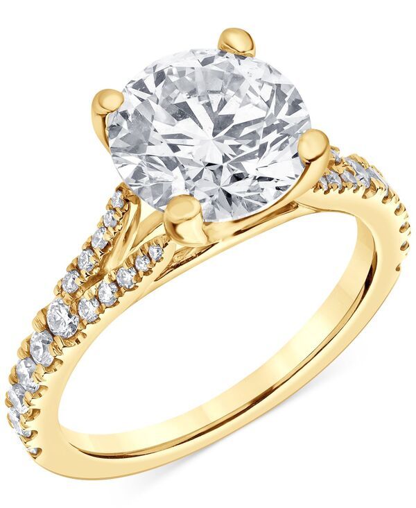 バッジェリーミシュカ レディース アクセサリー リング Badgley Mischka Certified Lab Grown Diamond Split Shank Engagement Ring 338 ctw in 14k Yellow Gold イエロ