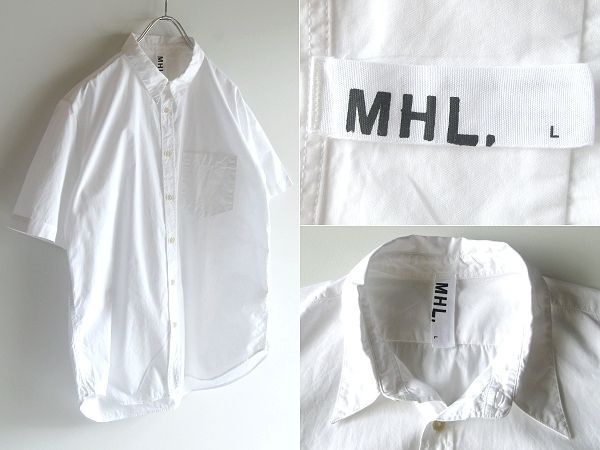 MHL. マーガレットハウエル 半袖 コットンポプリン シャツ L 白