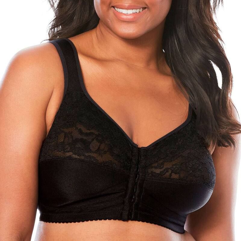 コンフォート チョイス レディース アンダーウェア ブラジャー プラスサイズ Comfort Choice Womens Plusizeasy Enhancer FrontClose Wireless Bra Black ブラック