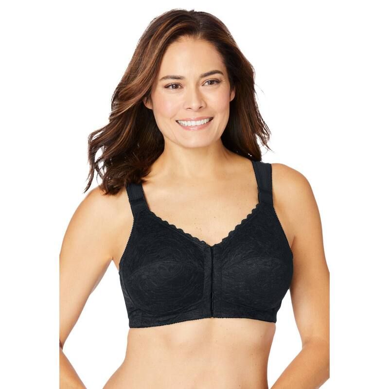 コンフォート チョイス レディース アンダーウェア ブラジャー プラスサイズ Comfort Choice Womens Plusize Front Close Wireless Posture Bra Black ブラック