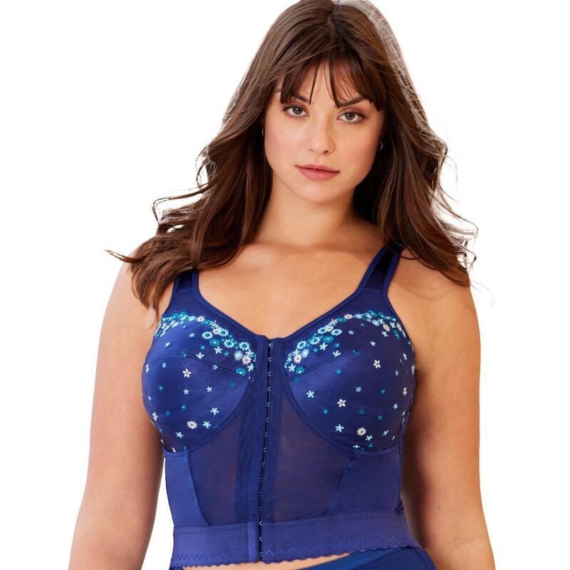 コンフォート チョイス レディース アンダーウェア ブラジャー プラスサイズ 刺繍 Comfort Choice Womens Plusizembroidered FrontClose Longline Posture Bra Evening Blue ブルー
