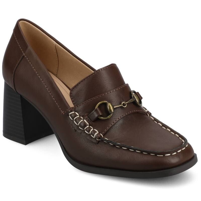 ジャーニー レディース シューズ パンプス ヒール Journee Aisha Womensquare Toe Stacked Heel Pumps Chocolate チョコレート