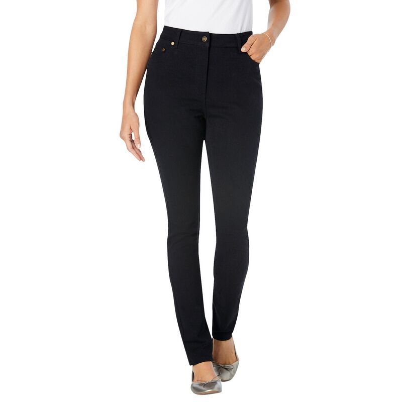 ウーマン ウィズイン レディース ボトムス デニムパンツ プラスサイズ ジーンズ Woman Within Plusize StretchDenim SlimLeg FivePocket Jeans Black Denim ブラック