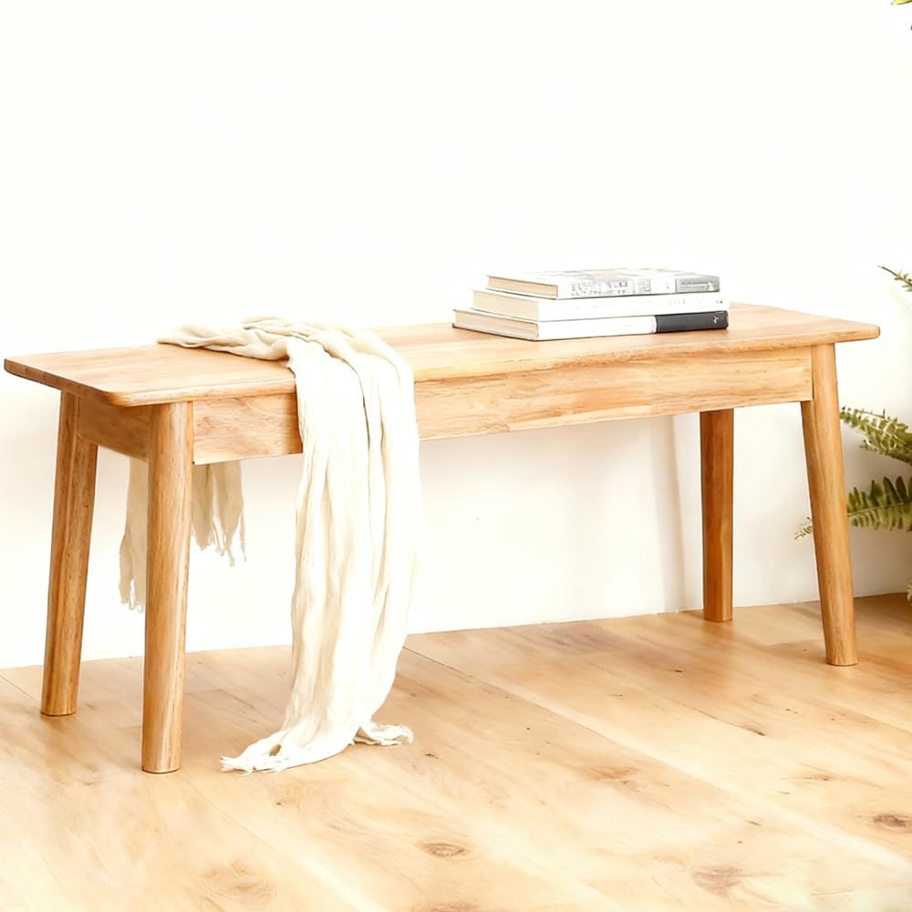 Probasto ダイニングベンチ 110×30×43cm ラバーウッド無垢材 長椅子 3人掛 ベンチチェア ダイニングチェア 玄関椅子 背もたれ無し 居間 リビング ベッドルーム 食堂 ロビー 脱衣所 天然木ｍａ