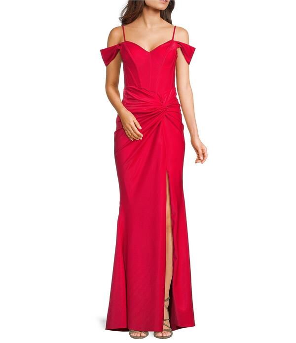 ビーダーリン レディース トップス ワンピース サイドスリット B Darlin OffTheShoulder Sweetheart Neck Corseted Twist Front Side Slit Long Dress Red レッド