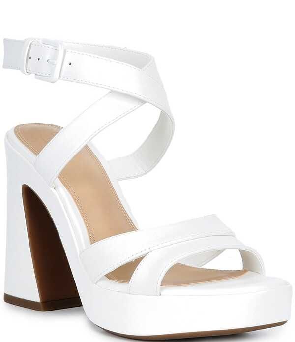 ジービー レディース シューズ サンダル プラットフォーム アンクル レザー GB HappyHour Leather Platform Ankle Strap Dressandals White ホワイト