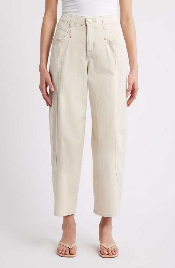 ウィットウィズダム レディース ボトムス デニムパンツ ハイウエスト ジーンズ Wit Wisdom High Waist Barely Barrel Jeans Blanched Almond