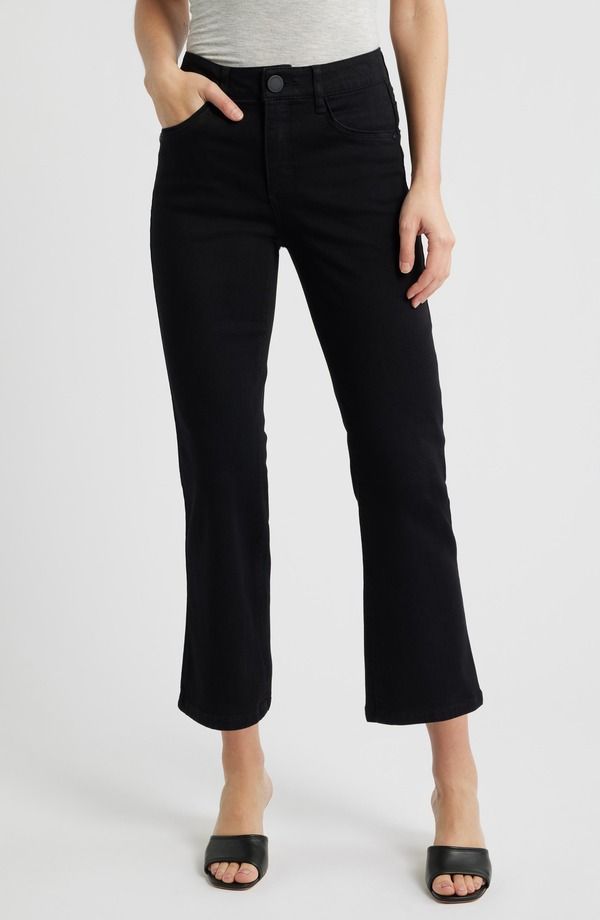 ウィットウィズダム レディース ボトムス デニムパンツ ブーツカット ハイウエスト アンクル ブーツ ジーンズ Wit Wisdom Bennett High Waist Ankle Barely Bootcut Jeans Black ブラック