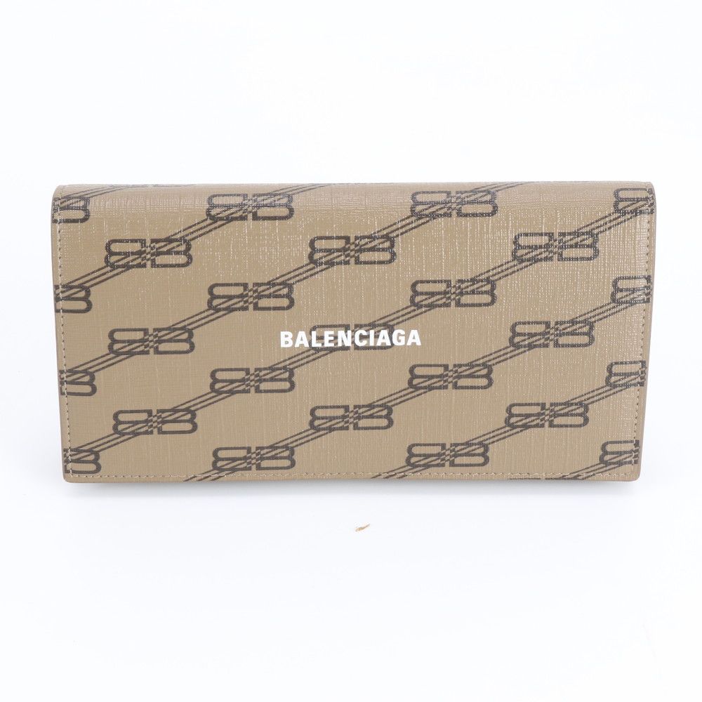 美品 バレンシアガ BBモノグラム フラップ ウォレット 650874 レザー 長財布 ブランド メンズ レディース RWM DY39-8【中古】