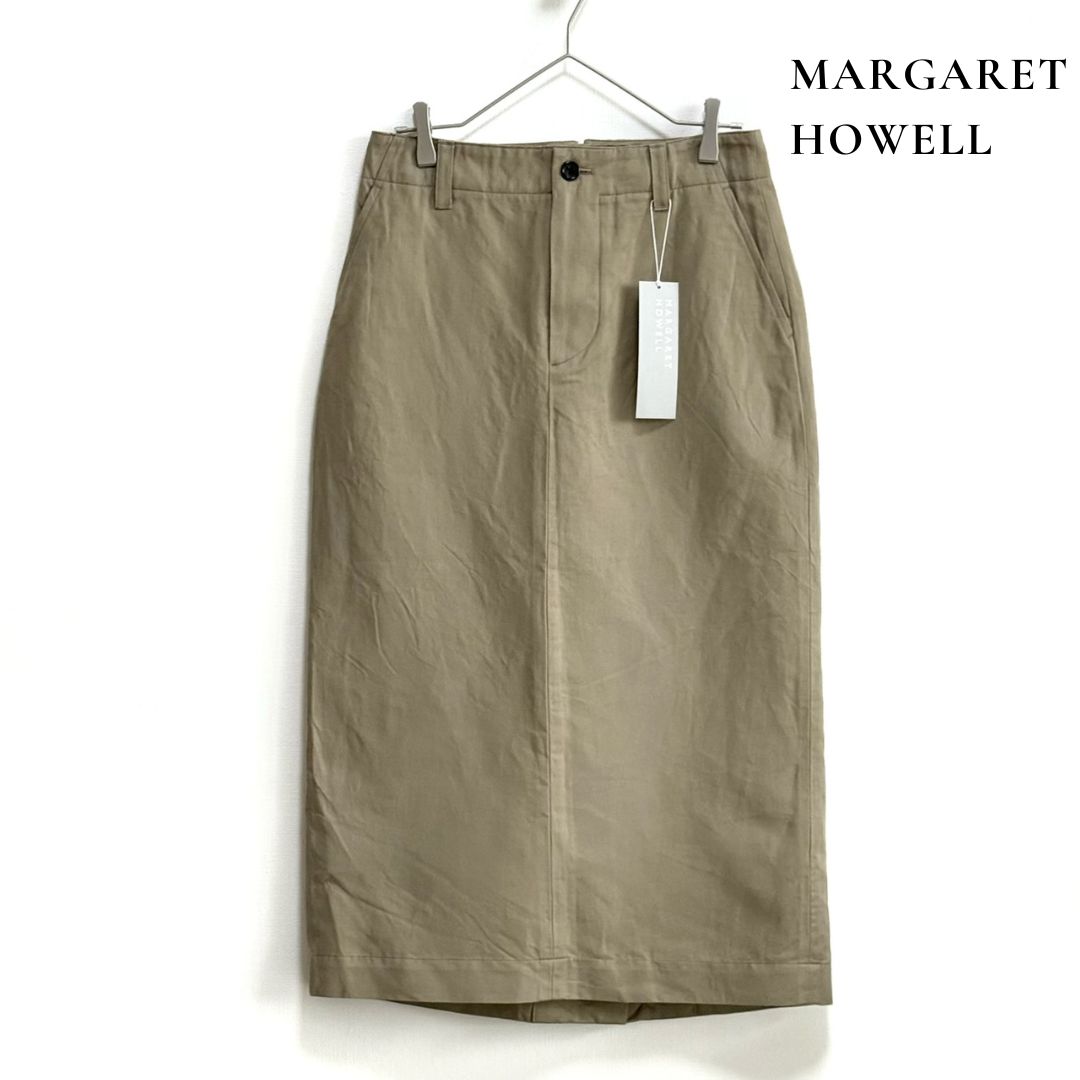 ◆タグ付き◆ MARGARET HOWELL マーガレットハウエル コットンリネンタイトスカート ベージュ系 Ⅲ A009