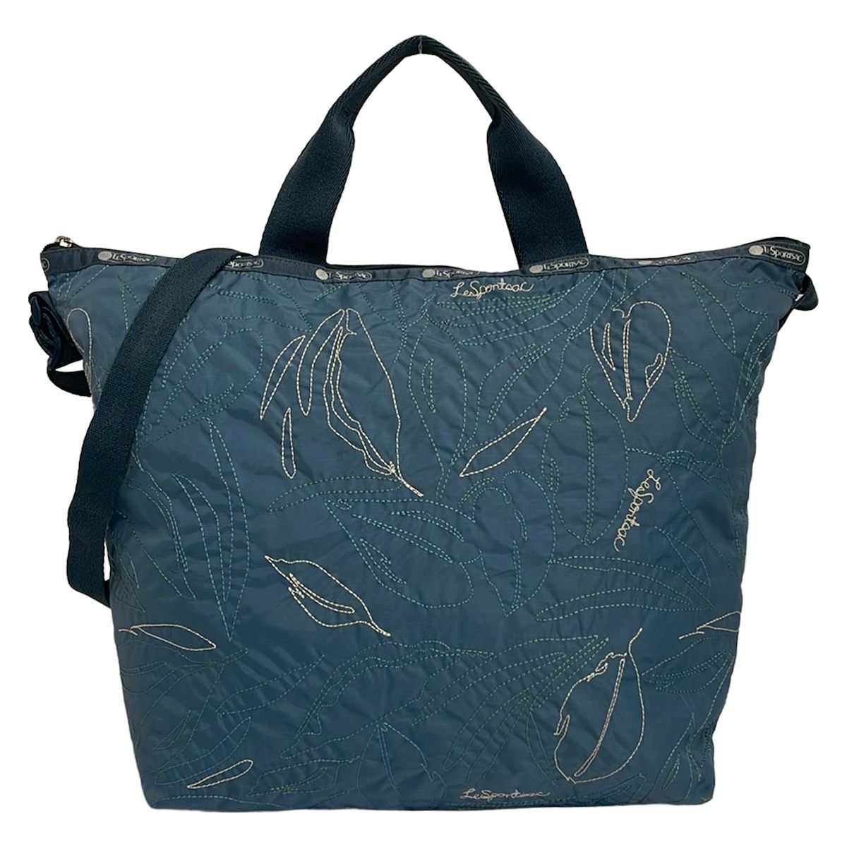 LESPORTSAC(レスポートサック) トートバッグ美品 デラックス イージー キャリー トート 4360 E482 ブルーグレー×ブルーグリーン×マルチ