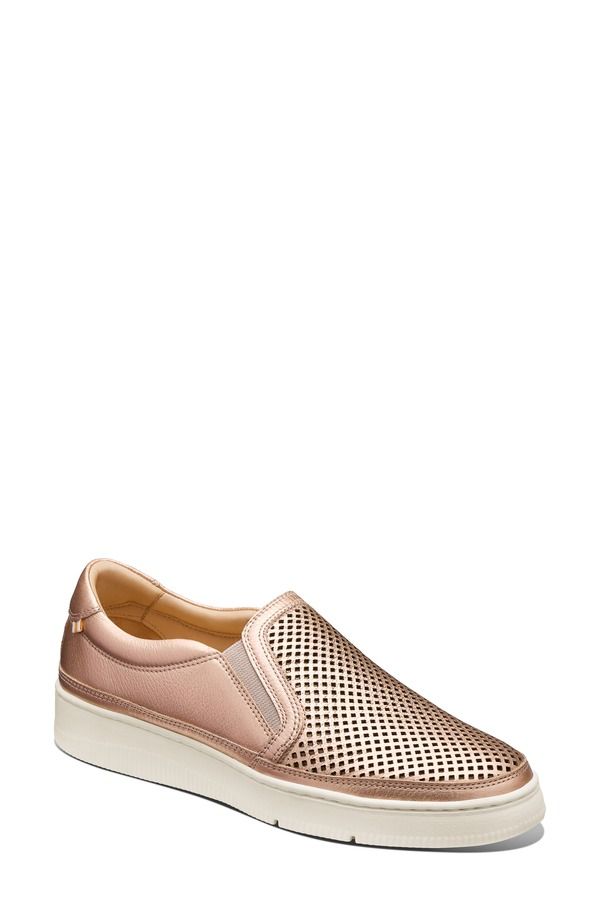 サミュエルフドバード レディース シューズ スニーカー Samuel Hubbard Featherlight Laguna SlipOn Sneaker Extra Wide Width Available Rose Gold Metallic Leathe