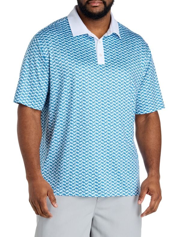 リーボック メンズ トップス ポロシャツ プリントール コントラスト Reebok Big Tall ContrastPlacket Diamond Printed Polo Shirt Warped Blue ブルー