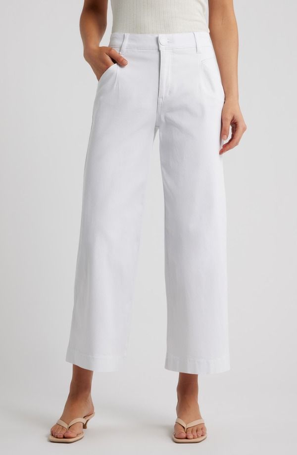 ウィットウィズダム レディース ボトムス レギンス ワイドレッグ パンツ Wit Wisdom Wyatt Skyrise Crop Wide Leg Twill Pants Optic White ホワイト