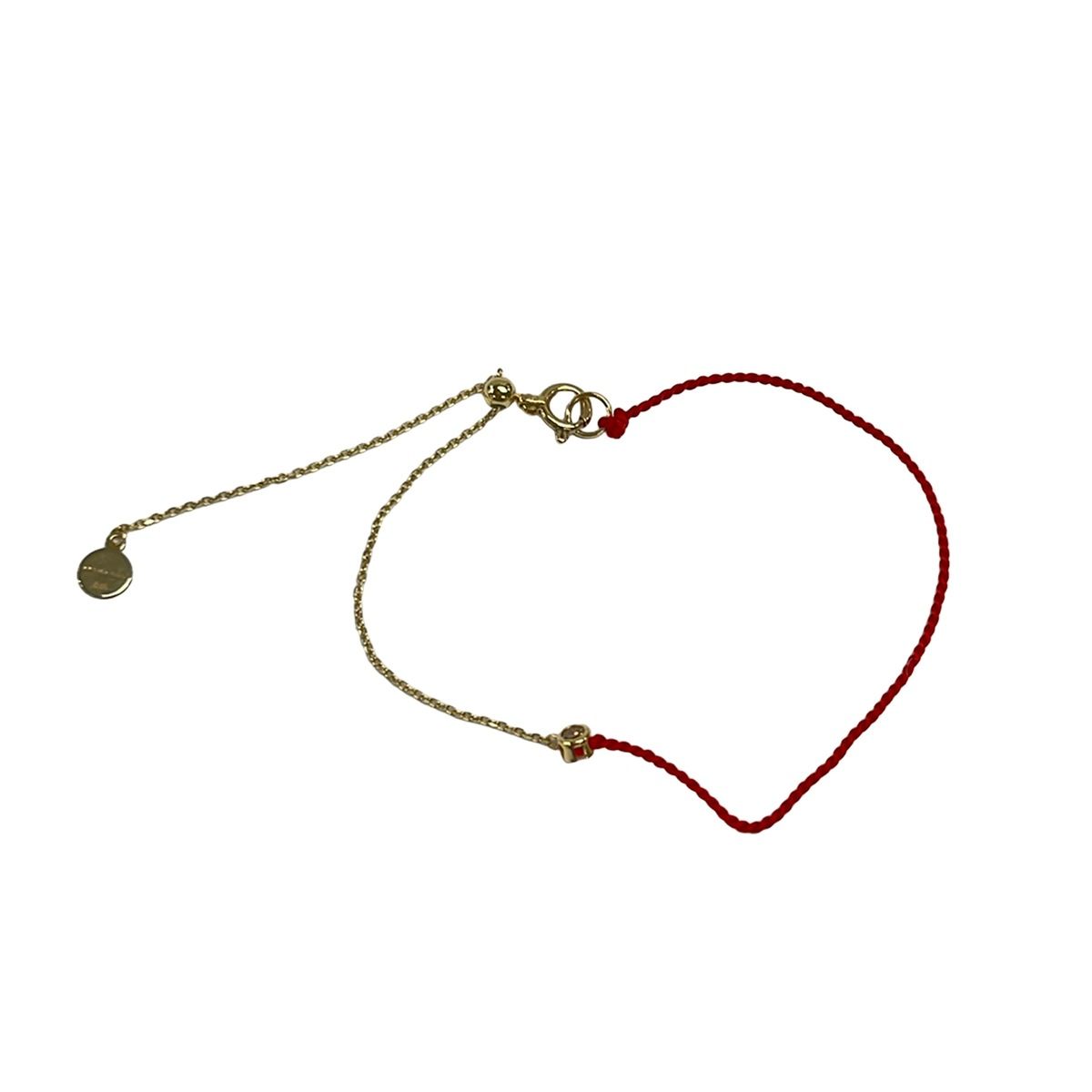 ARTIDA OUD(アルティーダ ウード) ブレスレット美品 レッドコード ダイヤモンド ブレスレット シルク K10YG×ダイヤモンド×レッド